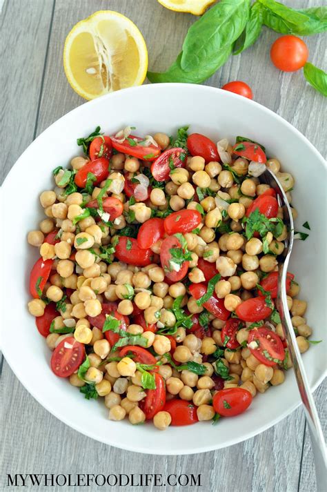 Summer Salad With Chickpeas Basil And Tomato My Whole Food Life