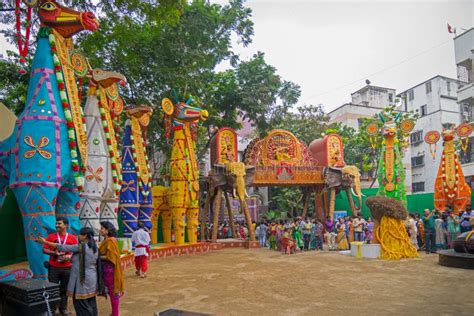 Exterior Of Decorated Durga Puja Pandal At Kolkata West Bengal India