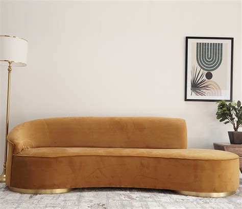 Buy Osbert Seater Curved Sofa Velvet Chestnut Brown At Off