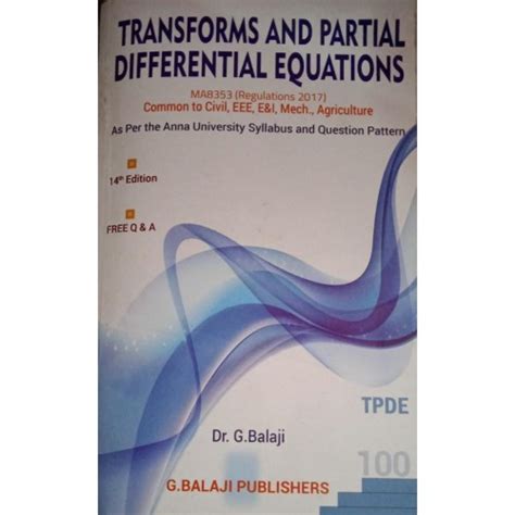 Transforms And Partial Differential Equations By Drgbalaji