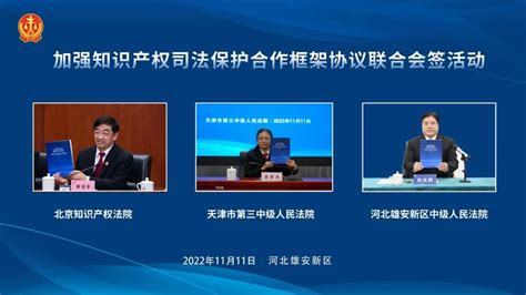 汇聚三地司法资源 加强京津冀区域协作 北京知产法院与天津三中院、河北雄安中院共签《加强知识产权司法保护合作框架协议》 北京知识产权法院