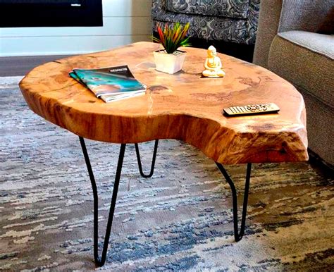 Live Edge Coffee Table Round Wooden Slab Table Wood Coffee Table Live Edge Modern Coffee