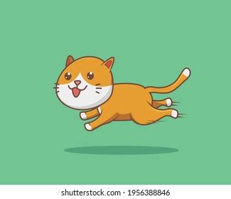 Cute Jumping Cat Animal Cartoon Flat Stock Vector (Royalty Free ...