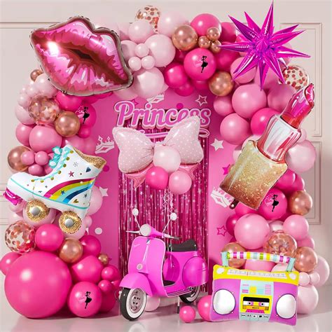 Pink Girls Garland Balloon Kit Hot Pink Party Decorations