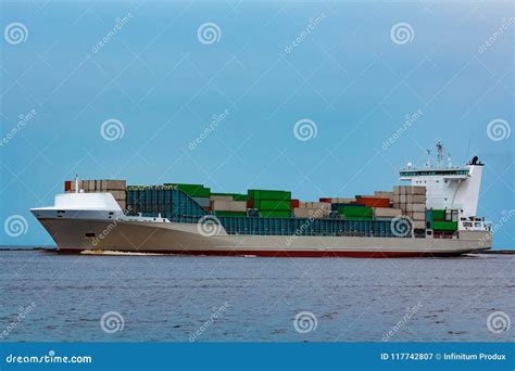 Grey Container Ship Underway Stock Image Image Of Freight Commercial