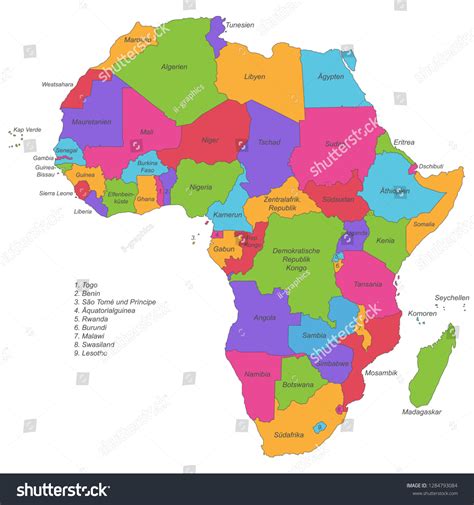 Africa Political Map Africa Vetor Stock Livre De Direitos 1284793084