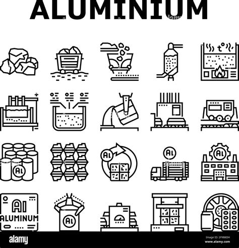 Aluminium Production Collection Icons Set Vector Stock Vector Image And Art Alamy