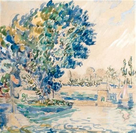 Paul Signac Banks Of Seine Mutualart Watercolor Flowers Paintings