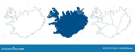 Iceland Map Vector High Detailed Vector Outline Blue Silhouette And