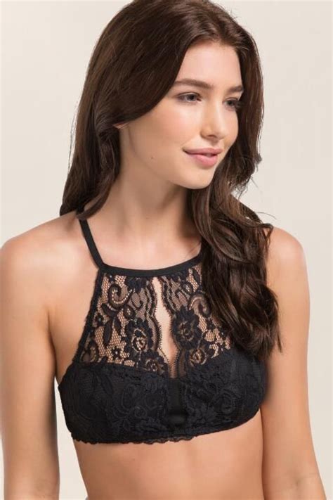 Lilly High Neck Lace Bralette Black Lace Bralette High Neck Lace