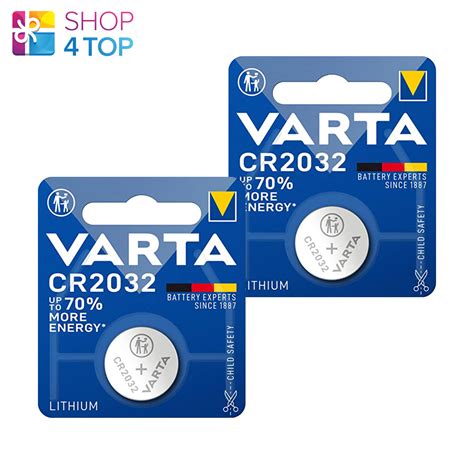 2 VARTA CR2032 Lithium Batteries 3V Boutons Cellule Bouton DL2032 Exp