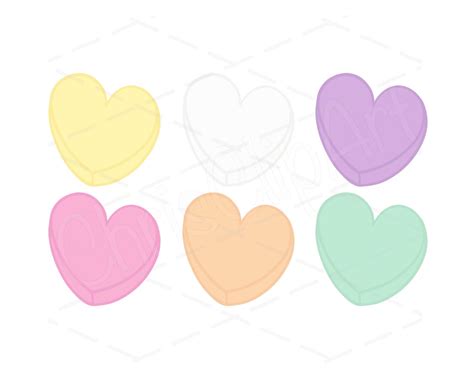 Conversation Hearts Svg Png  Bundle Of 6 Blank Candy Heart Cricut