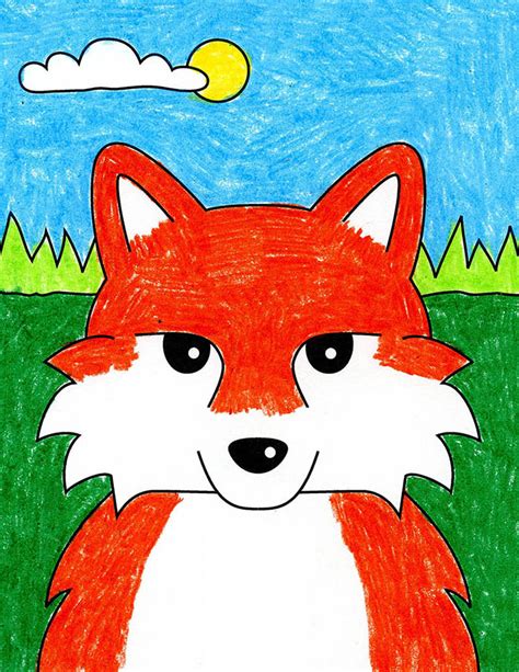 Easy How to Draw a Fox Face Tutorial and Fox Coloring Page