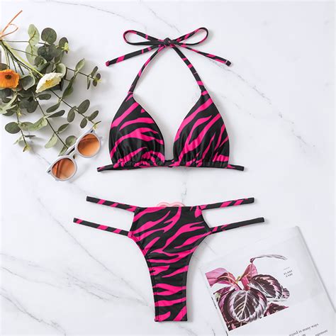 Swimwear Piece Set Women Bikini Sexy Open Back Strap Printed Swimsuit Buy Swimwear Women