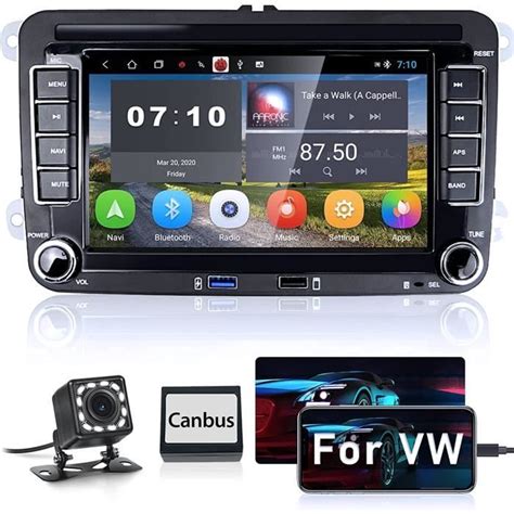 Autoradio Bluetooth Android 2 Din Pour VW Golf GPS 7 Pouces Main Libre