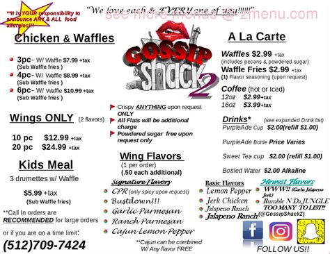 Online Menu of Gossip Shack 2 Restaurant, Pflugerville, Texas, 78660 - Zmenu