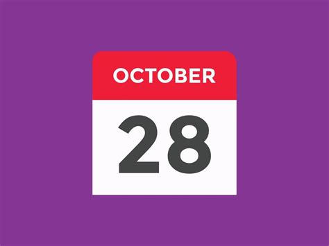 October 28 Calendar Reminder 28th October Daily Calendar Icon Template