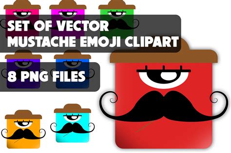 Set of Vector Mustache Emoji Clipart Graphic by Designer Man · Creative ...