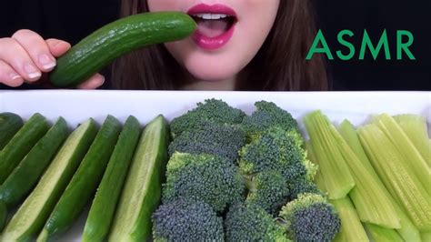 Healthy Eating Asmr Raw Green Veggie Platter Extremely Satisfying