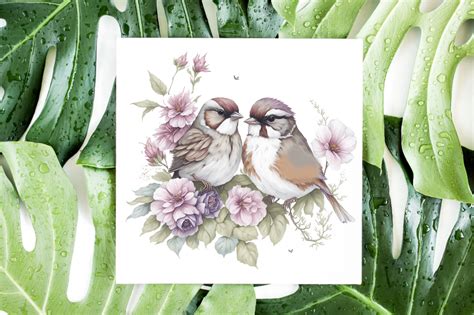 Beautiful Watercolor Sparrow Couple Graphic By Creative Designs