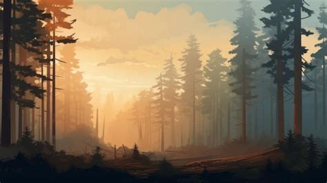 Premium AI Image | Sunset Forest Scenery A 2d Game Art Painting With ...