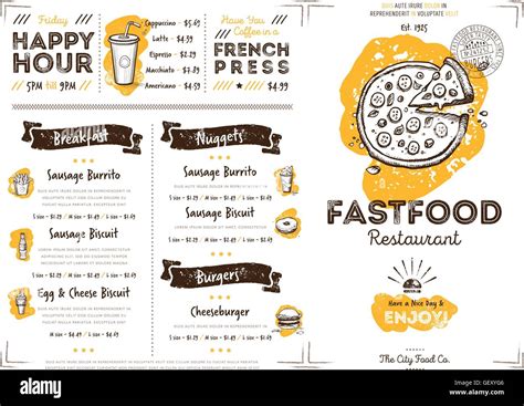 Restaurant Cafe Fast Food Menu Template Stock Vector Image Art Alamy