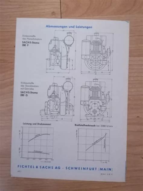 SACHS STAMO 280 Sachs Motor Datenblatt Prospekt Standmotor