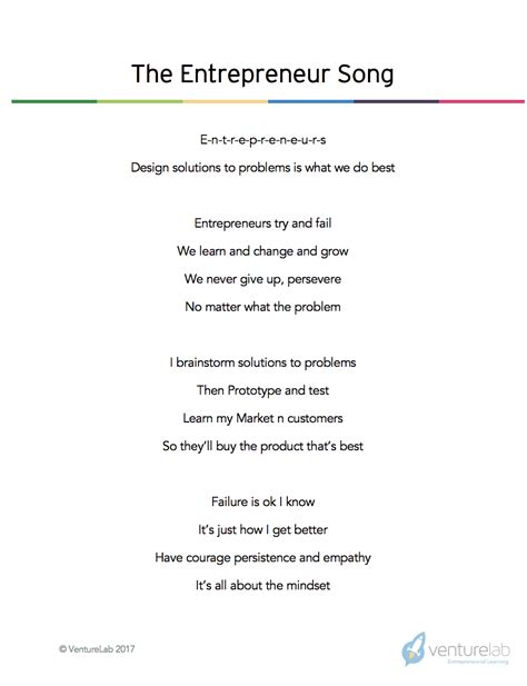 Sing along to the Entrepreneur Song from VentureLab!