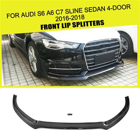 Carbon Fiber Frp Front Bumper Lip Chin Protector Spoiler For Audi S6