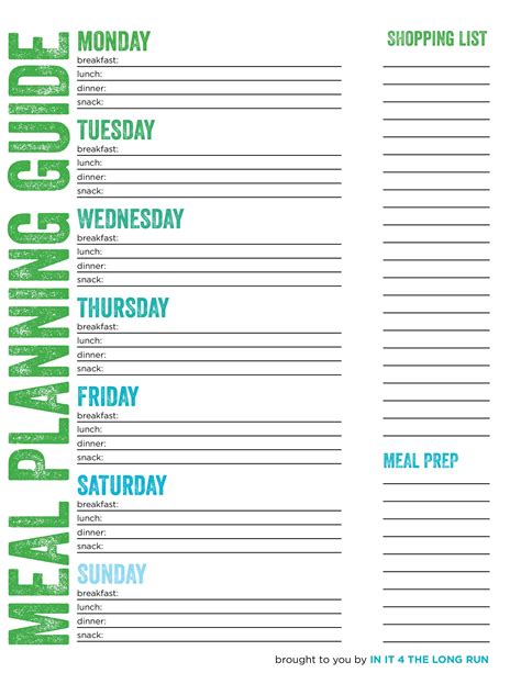 Printable Meal Prep Lists