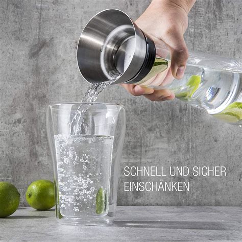 Wasserkaraffe Glas Liter Glaskaraffe Mit Deckel Und Ausgiesser