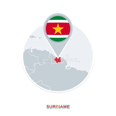 Mapa Y Bandera Icono De Suriname Del Mapa Del Vector Con Suriname