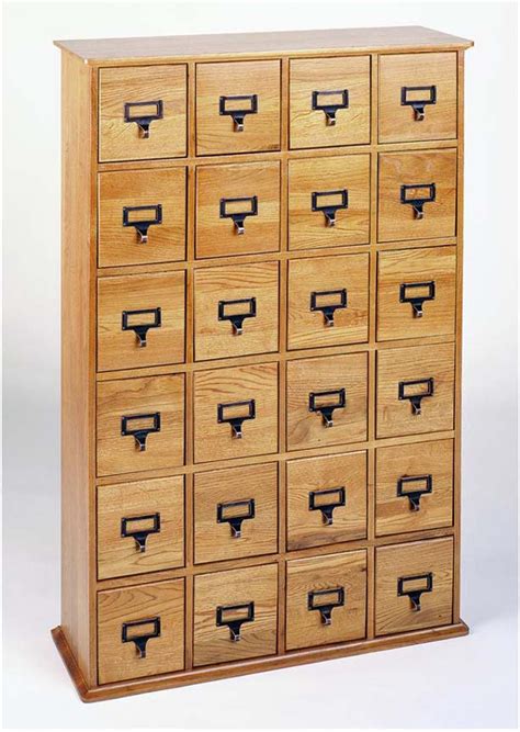 Hardwood Library 192 DVD 456 CD Storage Drawer Cabinet - Walnut