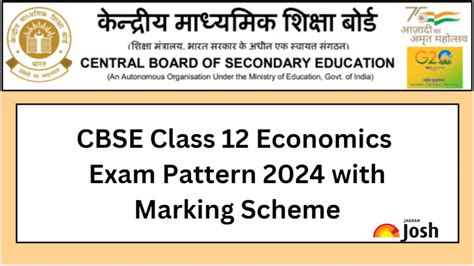 CBSE Class 12 Economics Exam Pattern 2024 With Marking Scheme And Topic