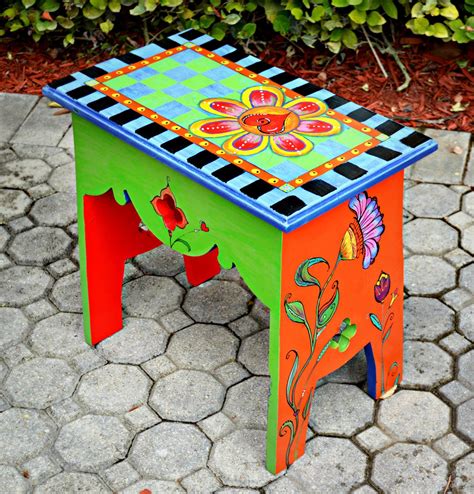 Funky Painted Bench Via Etsy Whimsical Painted Furniture Whimsical