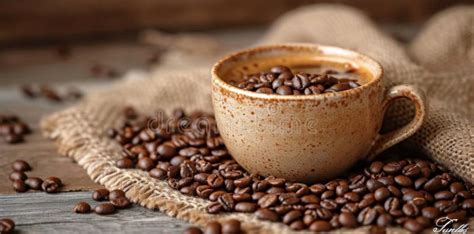 A Coffee Cup with Coffee Beans on Top Stock Photo - Image of caffeine, espresso: 304769266