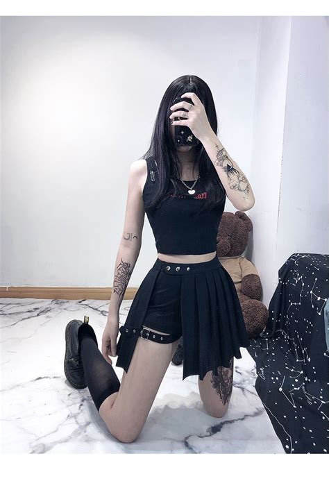 Sexy Gothic High Waist Pleated Mini Skirt With Short Cosmique Studio