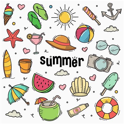 Summer Doodle Line Art Style Hand Drawn Vector Illustration 2382992