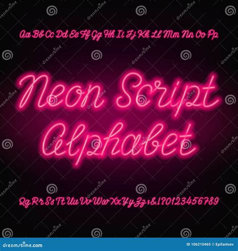 Neon Script Alphabet Font Handwriting Neon Uppercase And Lowercase