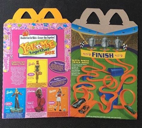 1999 McDonalds Barbie Hot Wheels Oversized Happy Meal Box Unfolded And Unopened Restaurants