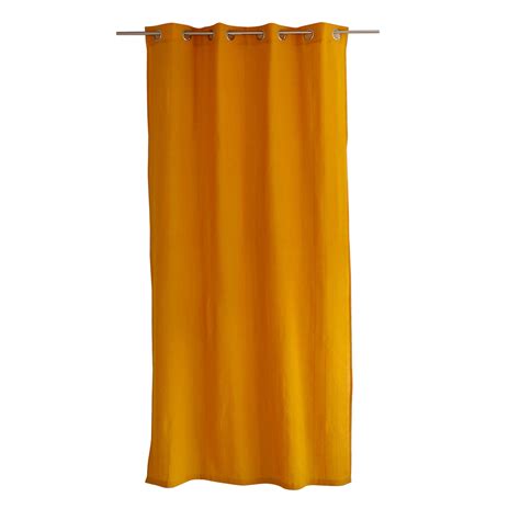 Rideau coton recyclé 140 x 240 cm Bombay Jaune moutarde Rideau