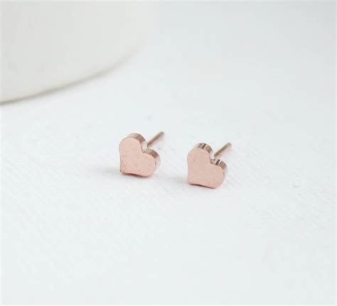 Rose Gold Heart Earrings Heart Earrings Rose Gold Studs