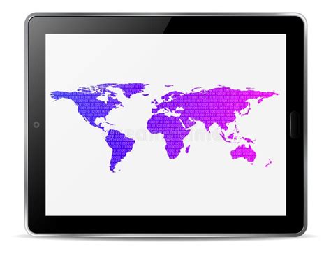 Computer Tablet With Map Of The World Stock Vector Illustration Of