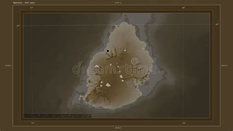 Mauritius Highlighted Composition Sepia Stock Illustration