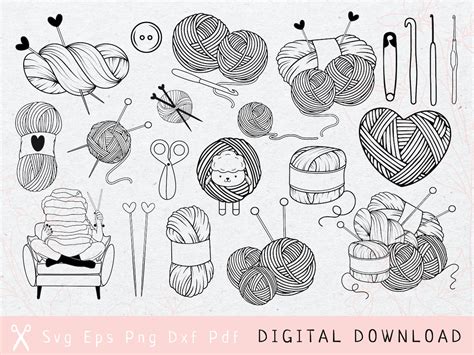 Knitting Svg Crochet Svg Yarn Svg Cut Files For Cricut Etsy