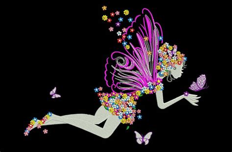 Floral Fairy Embroidery Design Falcon Embroidery Fairies Embroidery