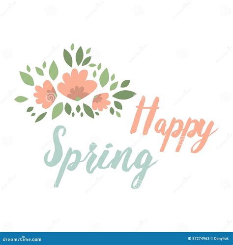 Spring Typographic Flower Badge Design Vector Illustration Stock