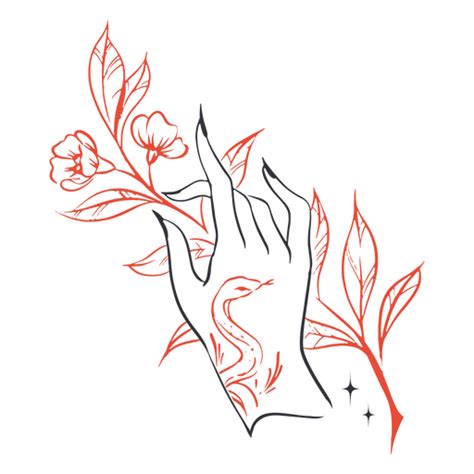 Hand And Flowers Line Art Png Svg Design For T Shirts