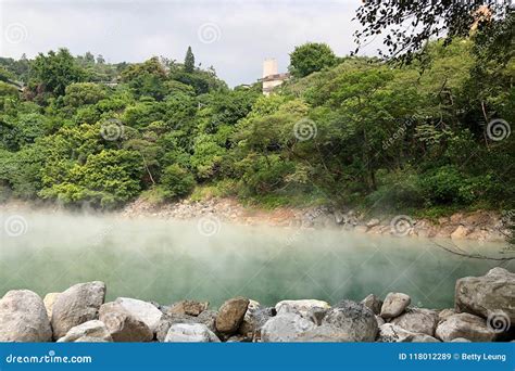 Steam Coming Up From The Hot Spring In The Thermal Valley In Taipei