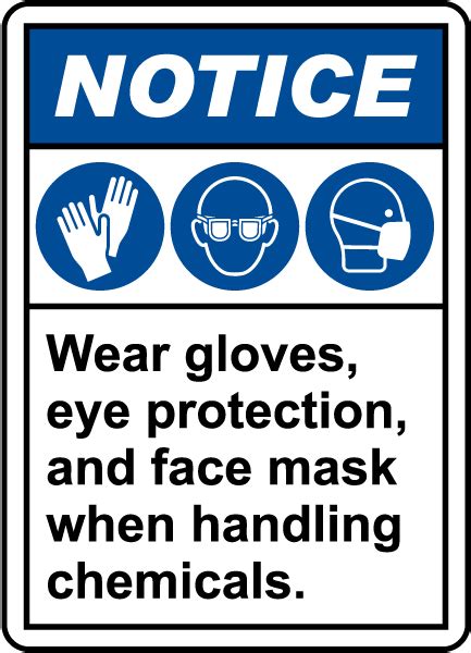 Notice Wear Gloves Eye Protection And Face Mask Sign Save